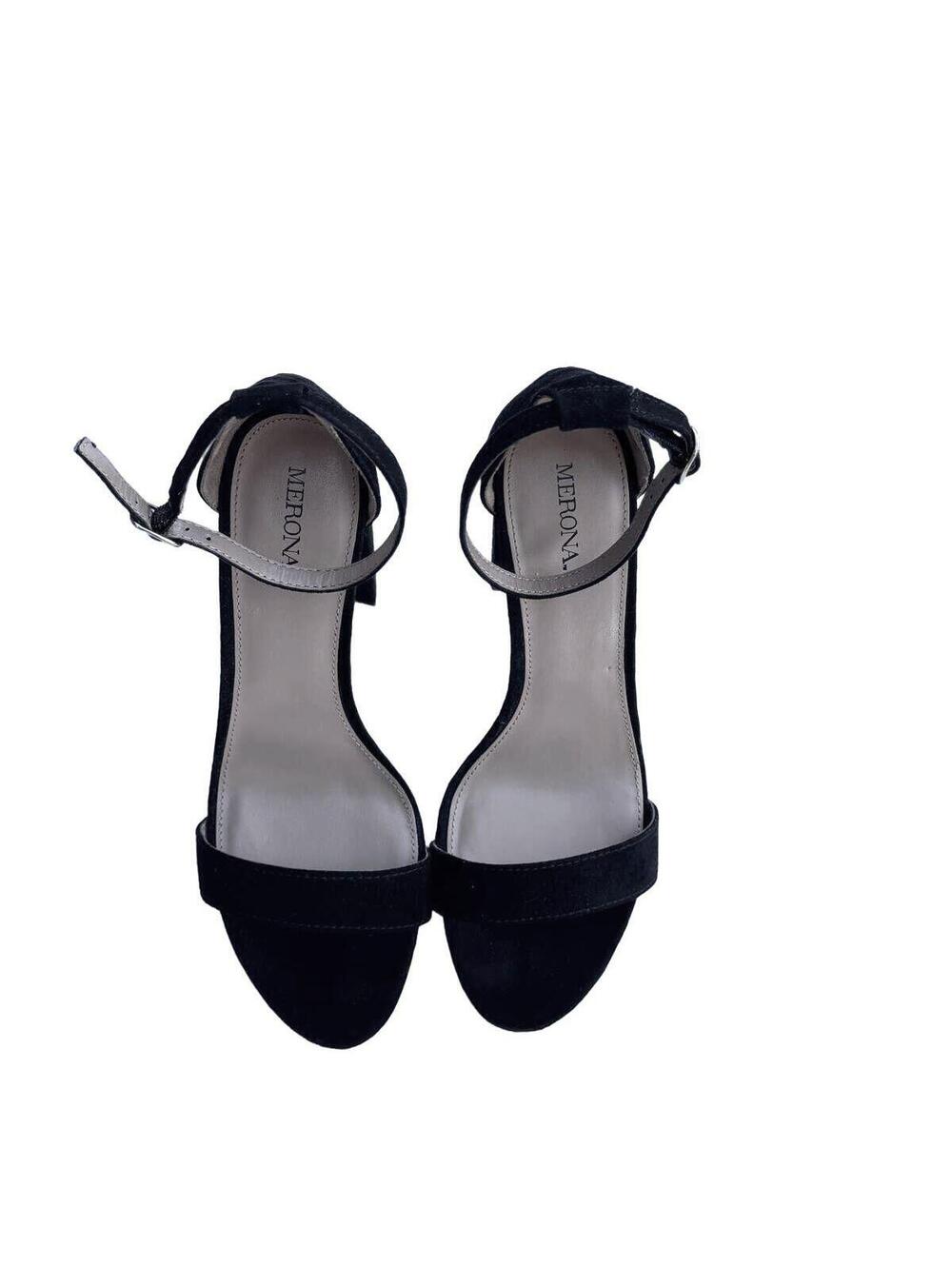 Merona Black Suede Ankle Strap Sandals | Minimalist Y2K Vintage-Inspired Dressy